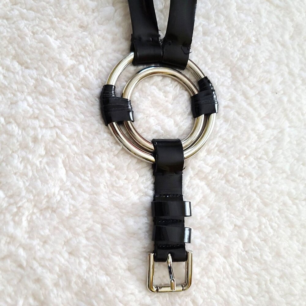 Vintage Sandy Duftler Designs Genuine Leather Belt Black Size Medium Made in USA - Picture 8 of 15